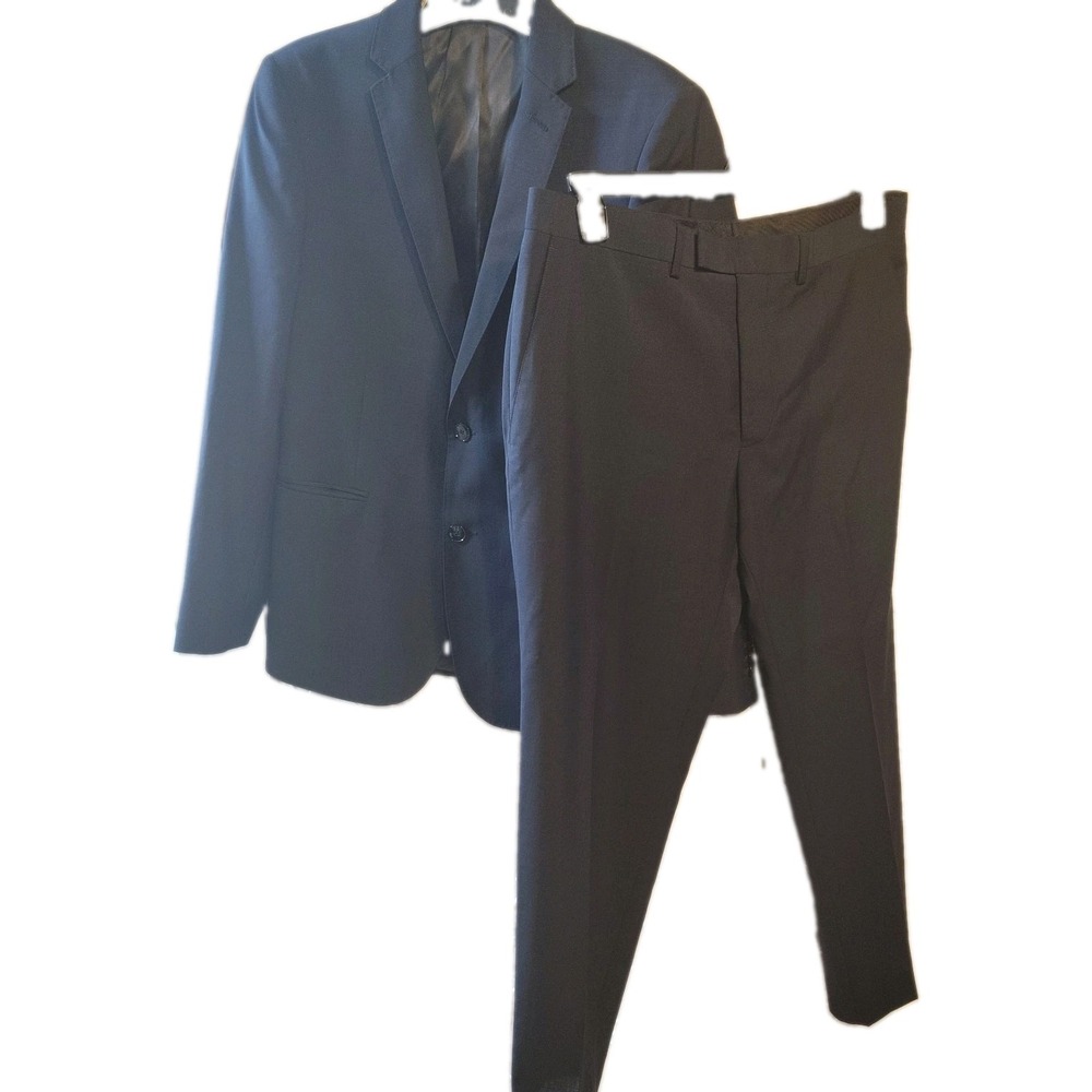 kin By John Lewis Mens 2 Piece Suit Navy Blue 38S Jacket W34S Wool Blend Pants